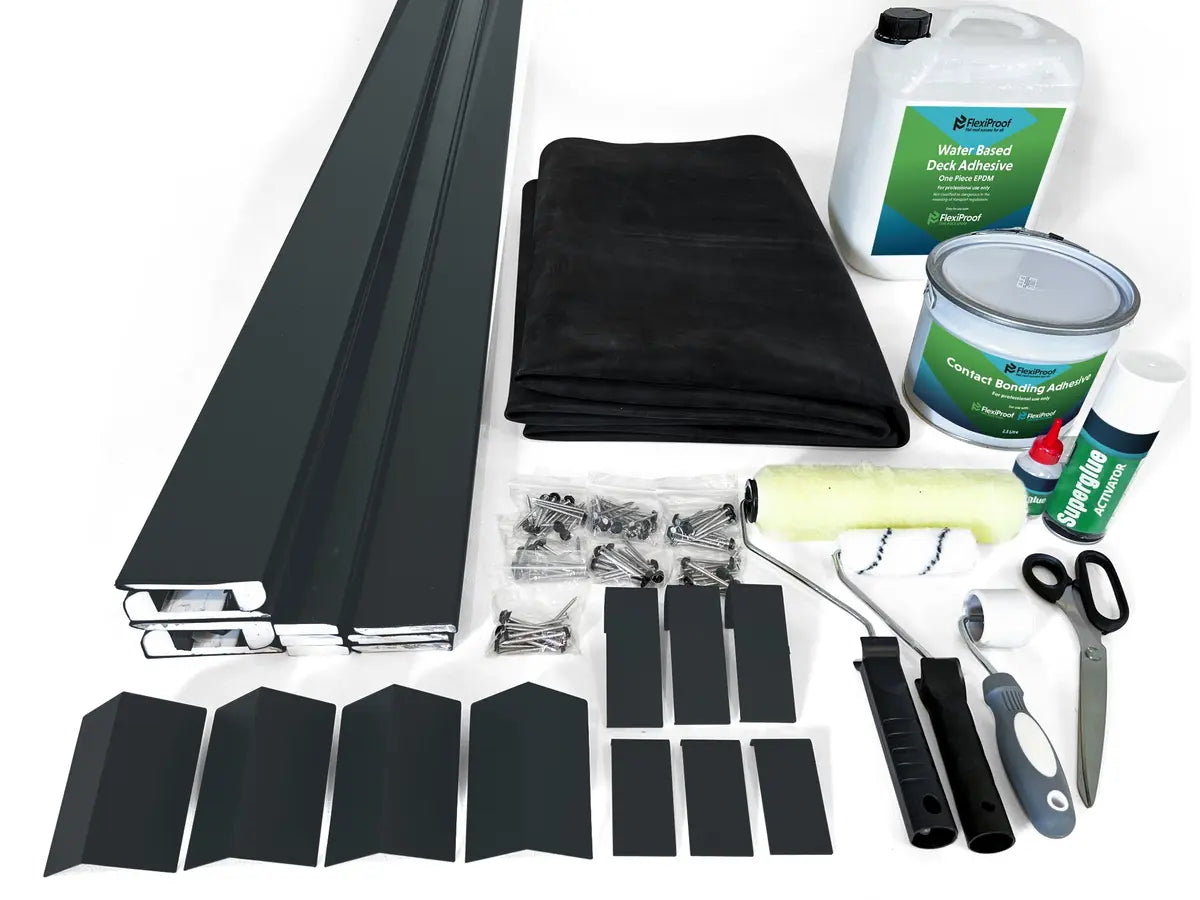 FlexiProof complete EPDM roof kit components